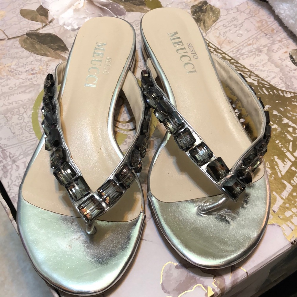 Sesto Meucci Sandals silver with stones size 39